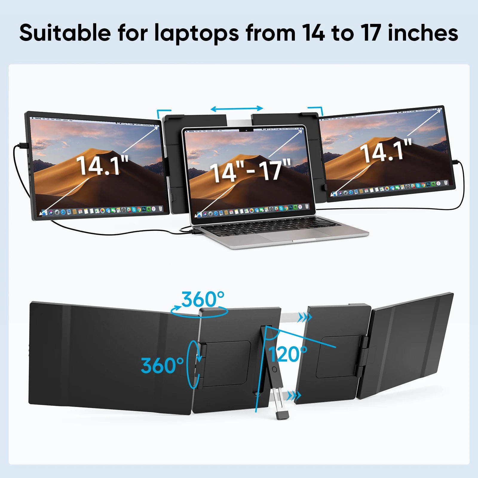 WG Dubbele Laptop Schermen 14.1 inch – Triple Screen Extender